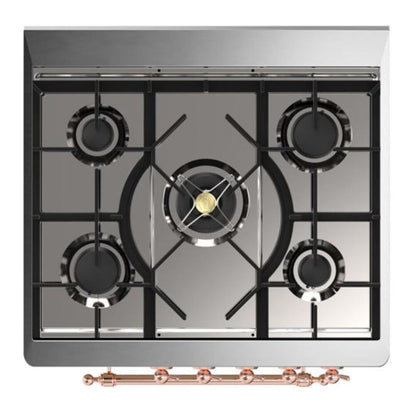 ILVE Majestic II 30 inch Triple Glass Door Natural Gas Dual Fuel Range Copper Blue Grey