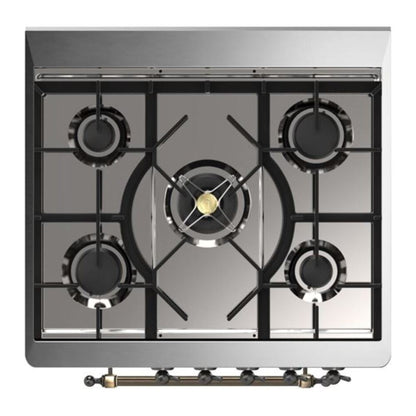 ILVE Majestic II 30 inch Triple Glass Door Natural Gas Dual Fuel Range Burnished Glossy Black