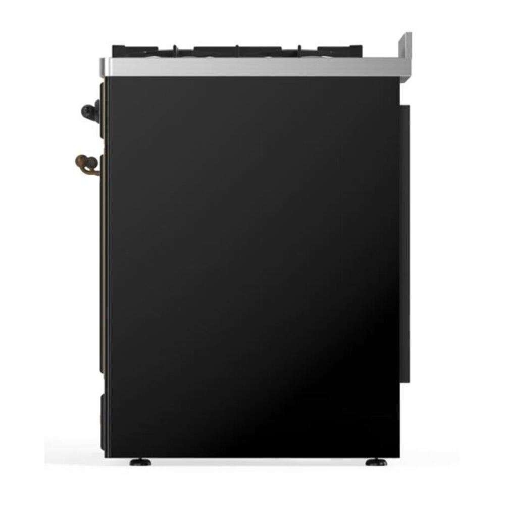 ILVE Majestic II 30 inch Triple Glass Door Natural Gas Dual Fuel Range Burnished Glossy Black