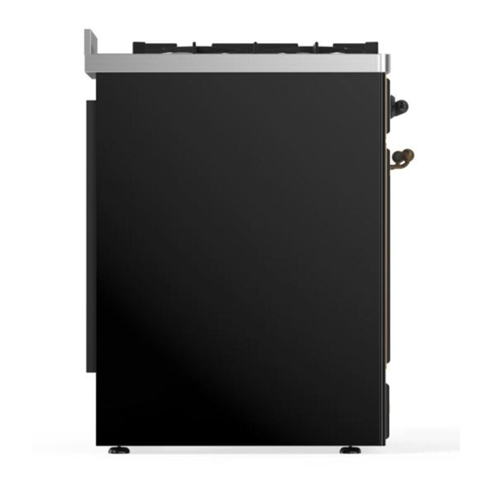 ILVE Majestic II 30 inch Triple Glass Door Natural Gas Dual Fuel Range Burnished Glossy Black