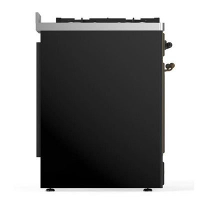 ILVE Majestic II 30 inch Triple Glass Door Natural Gas Dual Fuel Range Burnished Glossy Black