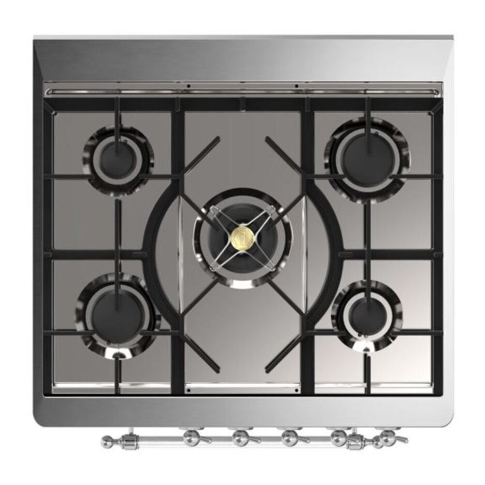 ILVE Majestic II 30 inch Triple Glass Door Natural Gas Dual Fuel Range Chrome Glossy Black