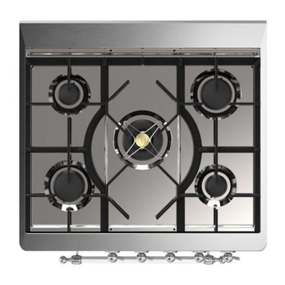 ILVE Majestic II 30 inch Triple Glass Door Natural Gas Dual Fuel Range Chrome Glossy Black