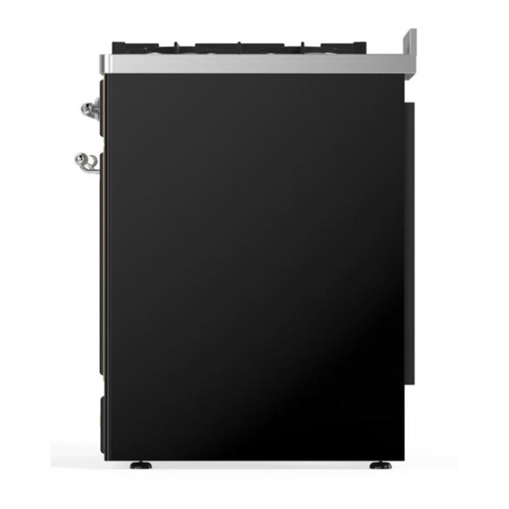 ILVE Majestic II 30 inch Triple Glass Door Natural Gas Dual Fuel Range Chrome Glossy Black