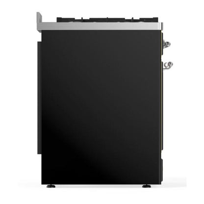 ILVE Majestic II 30 inch Triple Glass Door Natural Gas Dual Fuel Range Chrome Glossy Black