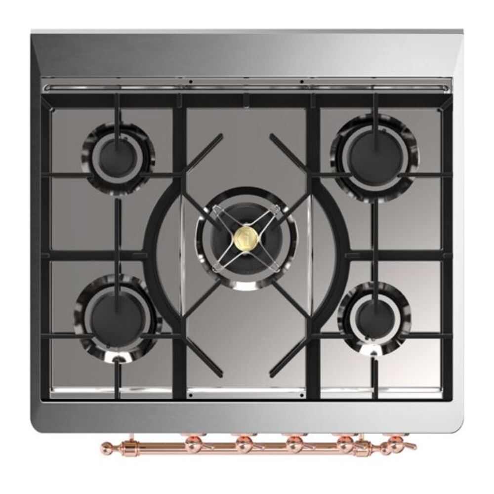 ILVE Majestic II 30 inch Triple Glass Door Natural Gas Dual Fuel Range Copper Glossy Black
