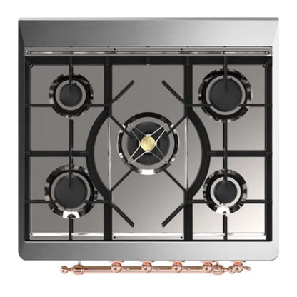 ILVE Majestic II 30 inch Triple Glass Door Natural Gas Dual Fuel Range Copper Glossy Black