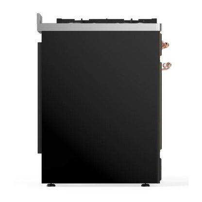 ILVE Majestic II 30 inch Triple Glass Door Natural Gas Dual Fuel Range Copper Glossy Black