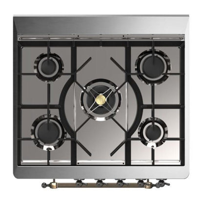ILVE Majestic II 30 inch Triple Glass Door Natural Gas Dual Fuel Range Burnished Burgundy