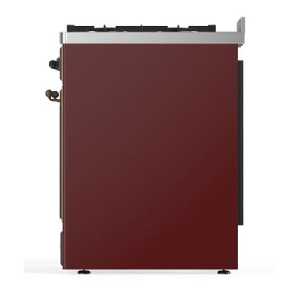 ILVE Majestic II 30 inch Triple Glass Door Natural Gas Dual Fuel Range Burnished Burgundy
