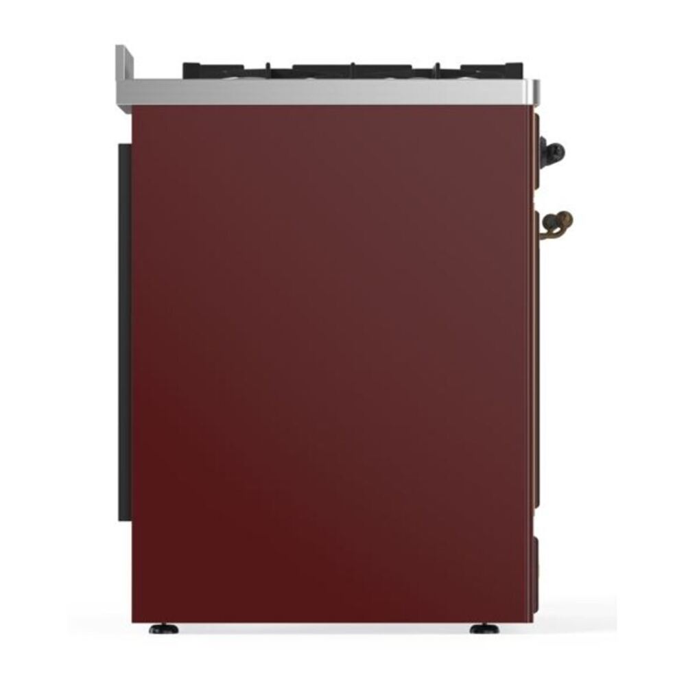 ILVE Majestic II 30 inch Triple Glass Door Natural Gas Dual Fuel Range Burnished Burgundy