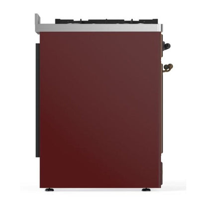 ILVE Majestic II 30 inch Triple Glass Door Natural Gas Dual Fuel Range Burnished Burgundy