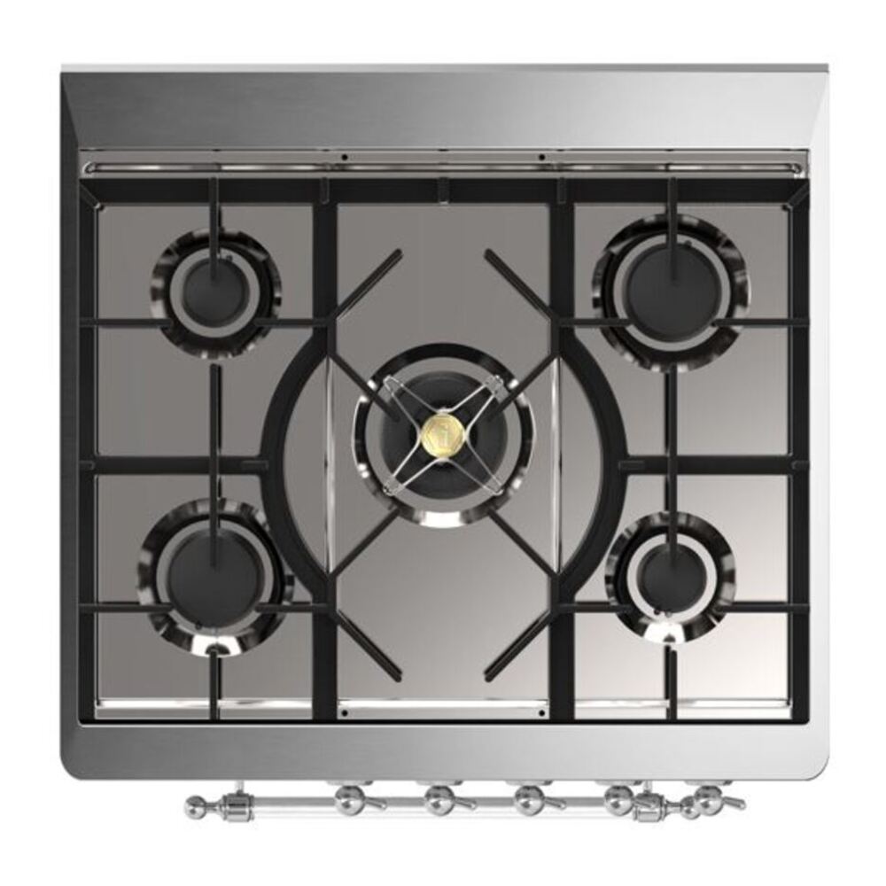 ILVE Majestic II 30 inch Triple Glass Door Natural Gas Dual Fuel Range Chrome Burgundy