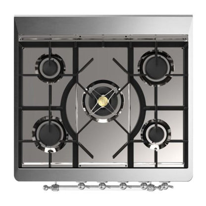 ILVE Majestic II 30 inch Triple Glass Door Natural Gas Dual Fuel Range Chrome Burgundy