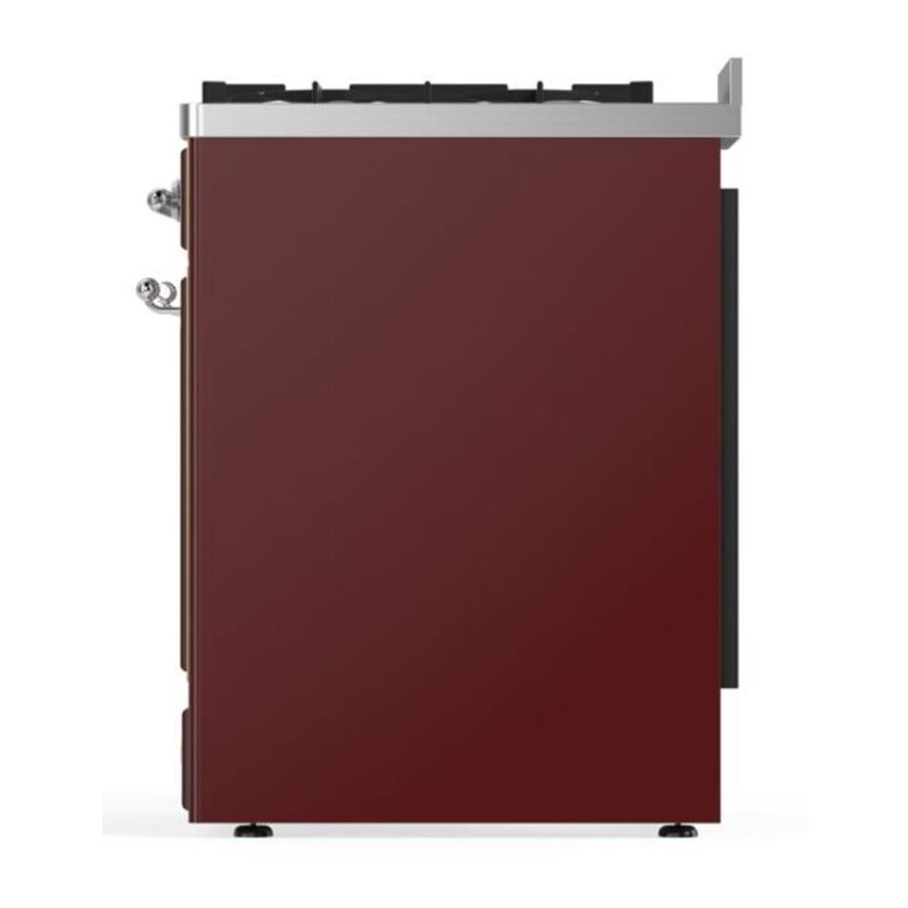 ILVE Majestic II 30 inch Triple Glass Door Natural Gas Dual Fuel Range Chrome Burgundy