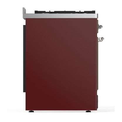 ILVE Majestic II 30 inch Triple Glass Door Natural Gas Dual Fuel Range Chrome Burgundy