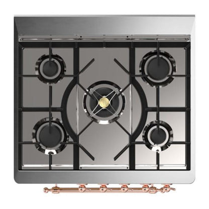 ILVE Majestic II 30 inch Triple Glass Door Natural Gas Dual Fuel Range Copper Burgundy