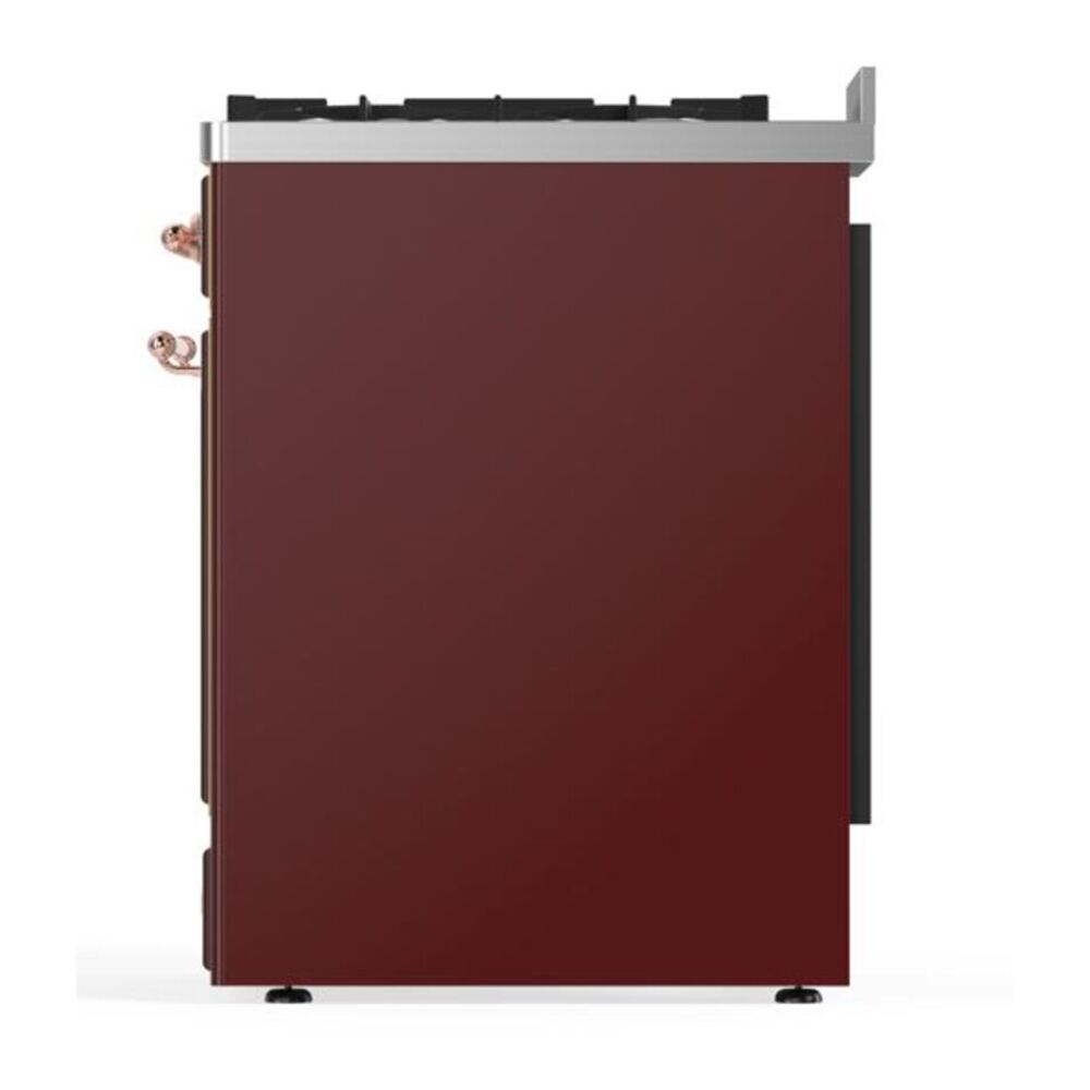 ILVE Majestic II 30 inch Triple Glass Door Natural Gas Dual Fuel Range Copper Burgundy
