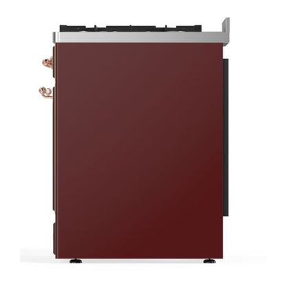 ILVE Majestic II 30 inch Triple Glass Door Natural Gas Dual Fuel Range Copper Burgundy