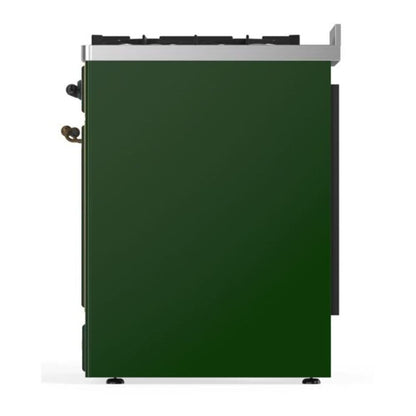 ILVE Majestic II 30 inch Triple Glass Door Natural Gas Dual Fuel Range Burnished Emerald Green