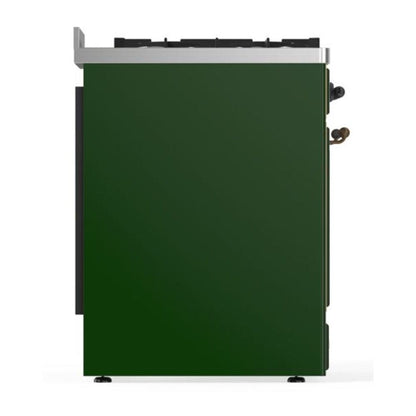 ILVE Majestic II 30 inch Triple Glass Door Natural Gas Dual Fuel Range Burnished Emerald Green