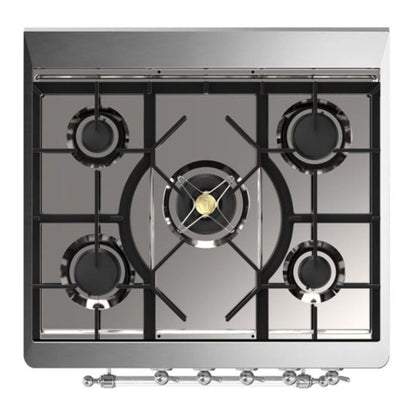 ILVE Majestic II 30 inch Triple Glass Door Natural Gas Dual Fuel Range Chrome Emerald Green