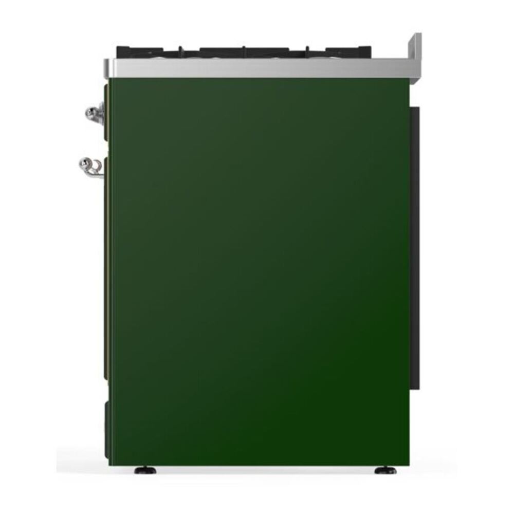 ILVE Majestic II 30 inch Triple Glass Door Natural Gas Dual Fuel Range Chrome Emerald Green
