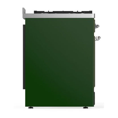 ILVE Majestic II 30 inch Triple Glass Door Natural Gas Dual Fuel Range Chrome Emerald Green
