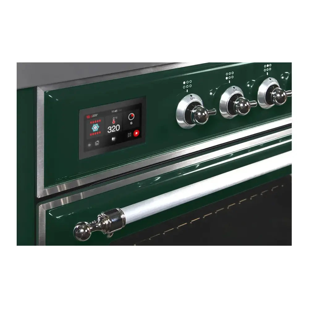 ILVE Majestic II 30 inch Triple Glass Door Natural Gas Dual Fuel Range Chrome Emerald Green
