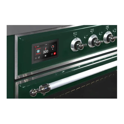 ILVE Majestic II 30 inch Triple Glass Door Natural Gas Dual Fuel Range Chrome Emerald Green
