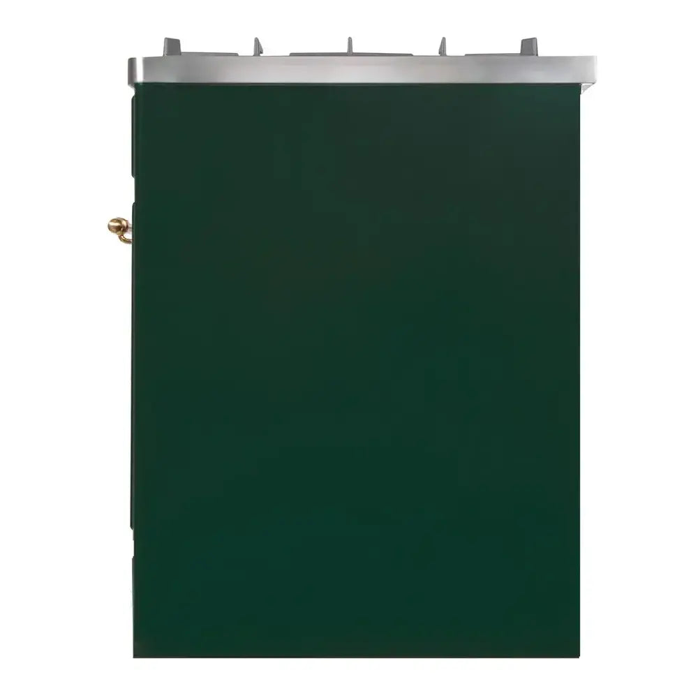 ILVE Majestic II 30 inch Triple Glass Door Natural Gas Dual Fuel Range Brass Emerald Green