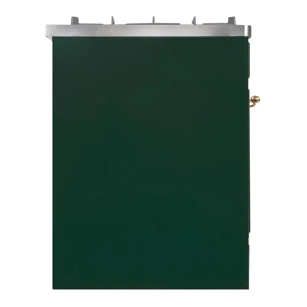 ILVE Majestic II 30 inch Triple Glass Door Natural Gas Dual Fuel Range Brass Emerald Green