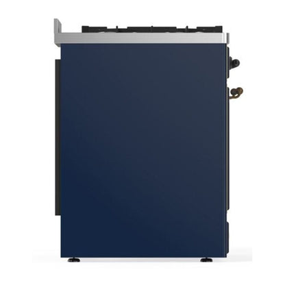 ILVE Majestic II 30 inch Triple Glass Door Natural Gas Dual Fuel Range Burnished Midnight Blue