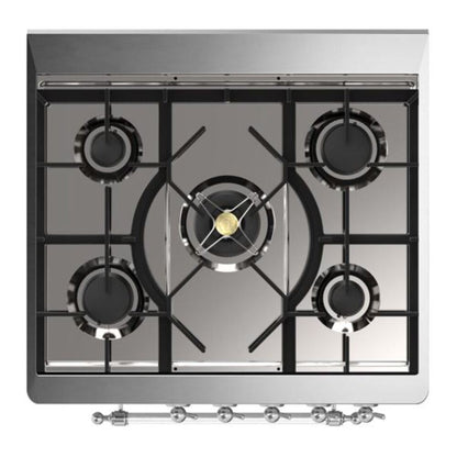 ILVE Majestic II 30 inch Triple Glass Door Natural Gas Dual Fuel Range Chrome Midnight Blue
