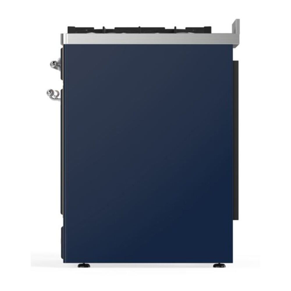 ILVE Majestic II 30 inch Triple Glass Door Natural Gas Dual Fuel Range Chrome Midnight Blue