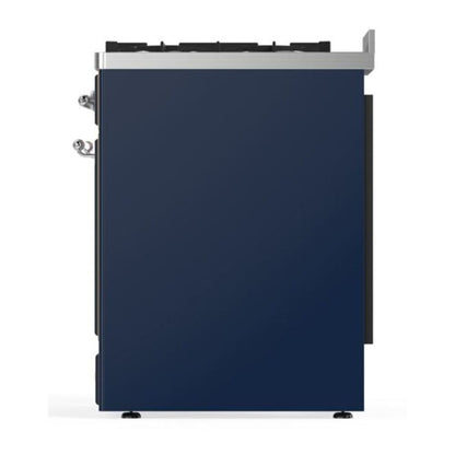 ILVE Majestic II 30 inch Triple Glass Door Natural Gas Dual Fuel Range Chrome Midnight Blue