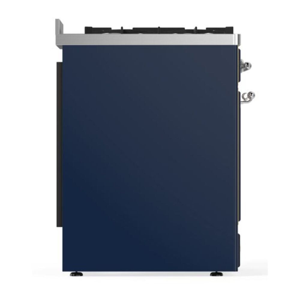 ILVE Majestic II 30 inch Triple Glass Door Natural Gas Dual Fuel Range Chrome Midnight Blue
