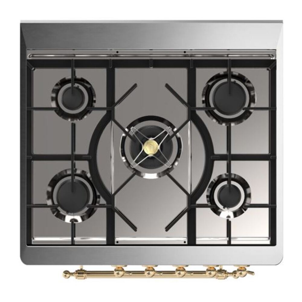 ILVE Majestic II 30 inch Triple Glass Door Natural Gas Dual Fuel Range Brass Midnight Blue