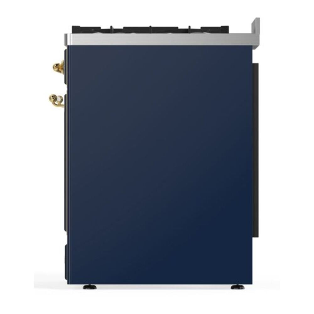 ILVE Majestic II 30 inch Triple Glass Door Natural Gas Dual Fuel Range Brass Midnight Blue