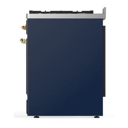 ILVE Majestic II 30 inch Triple Glass Door Natural Gas Dual Fuel Range Brass Midnight Blue