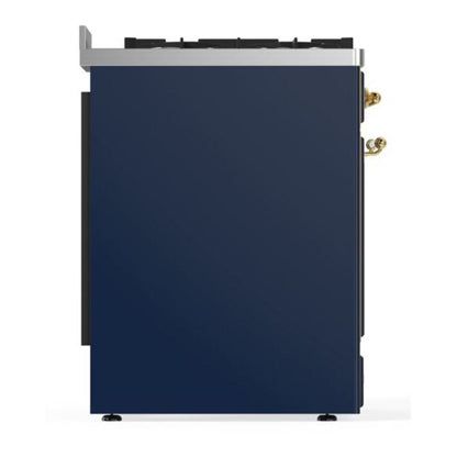 ILVE Majestic II 30 inch Triple Glass Door Natural Gas Dual Fuel Range Brass Midnight Blue