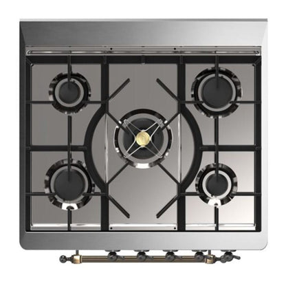 ILVE Majestic II 30 inch Triple Glass Door Natural Gas Dual Fuel Range Burnished Graphite Matte