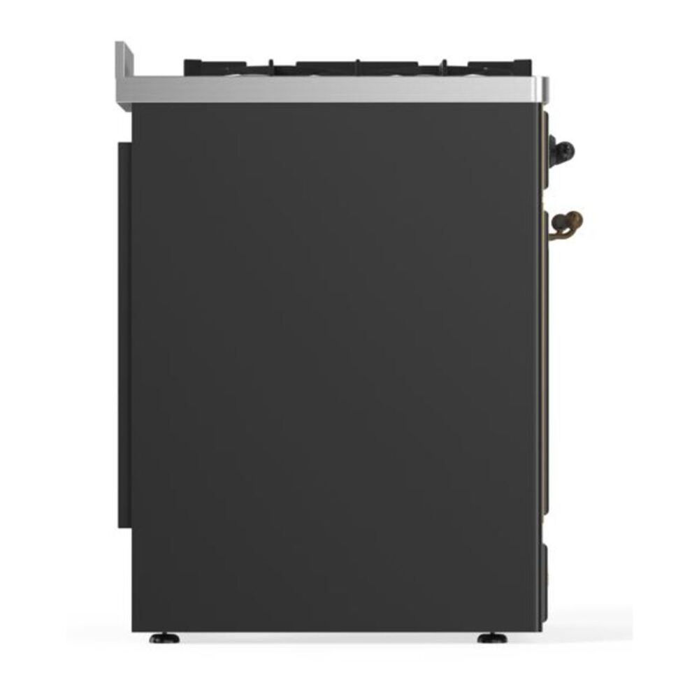 ILVE Majestic II 30 inch Triple Glass Door Natural Gas Dual Fuel Range Burnished Graphite Matte