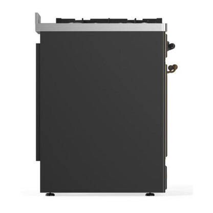 ILVE Majestic II 30 inch Triple Glass Door Natural Gas Dual Fuel Range Burnished Graphite Matte
