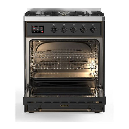 ILVE Majestic II 30 inch Triple Glass Door Natural Gas Dual Fuel Range Burnished Graphite Matte