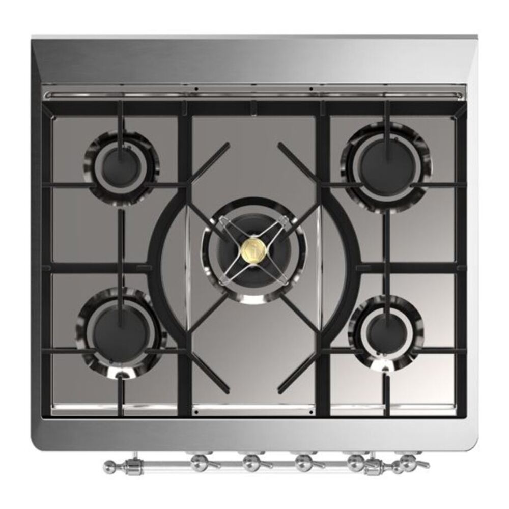 ILVE Majestic II 30 inch Triple Glass Door Natural Gas Dual Fuel Range Chrome Graphite Matte