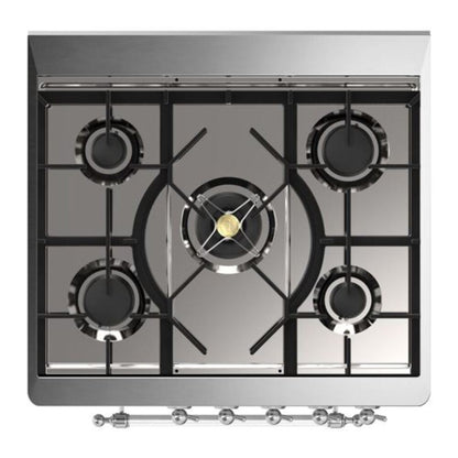 ILVE Majestic II 30 inch Triple Glass Door Natural Gas Dual Fuel Range Chrome Graphite Matte