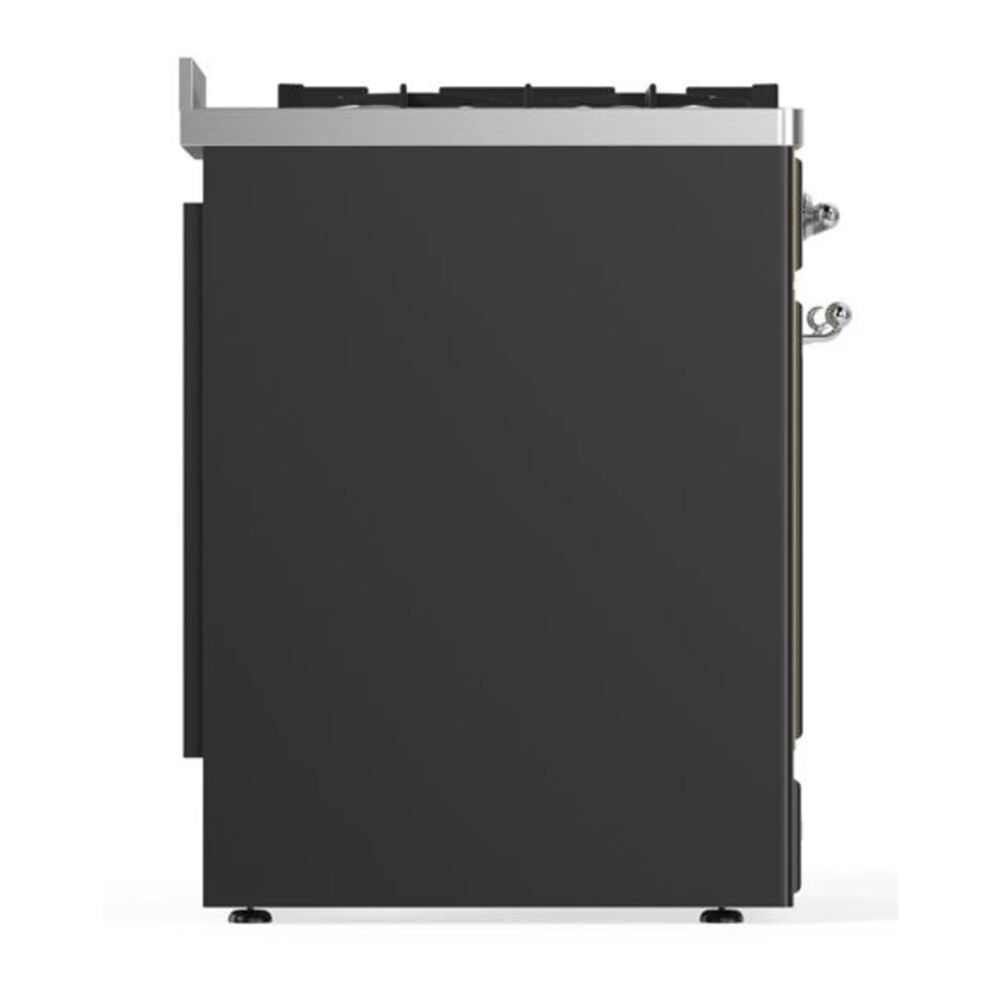 ILVE Majestic II 30 inch Triple Glass Door Natural Gas Dual Fuel Range Chrome Graphite Matte