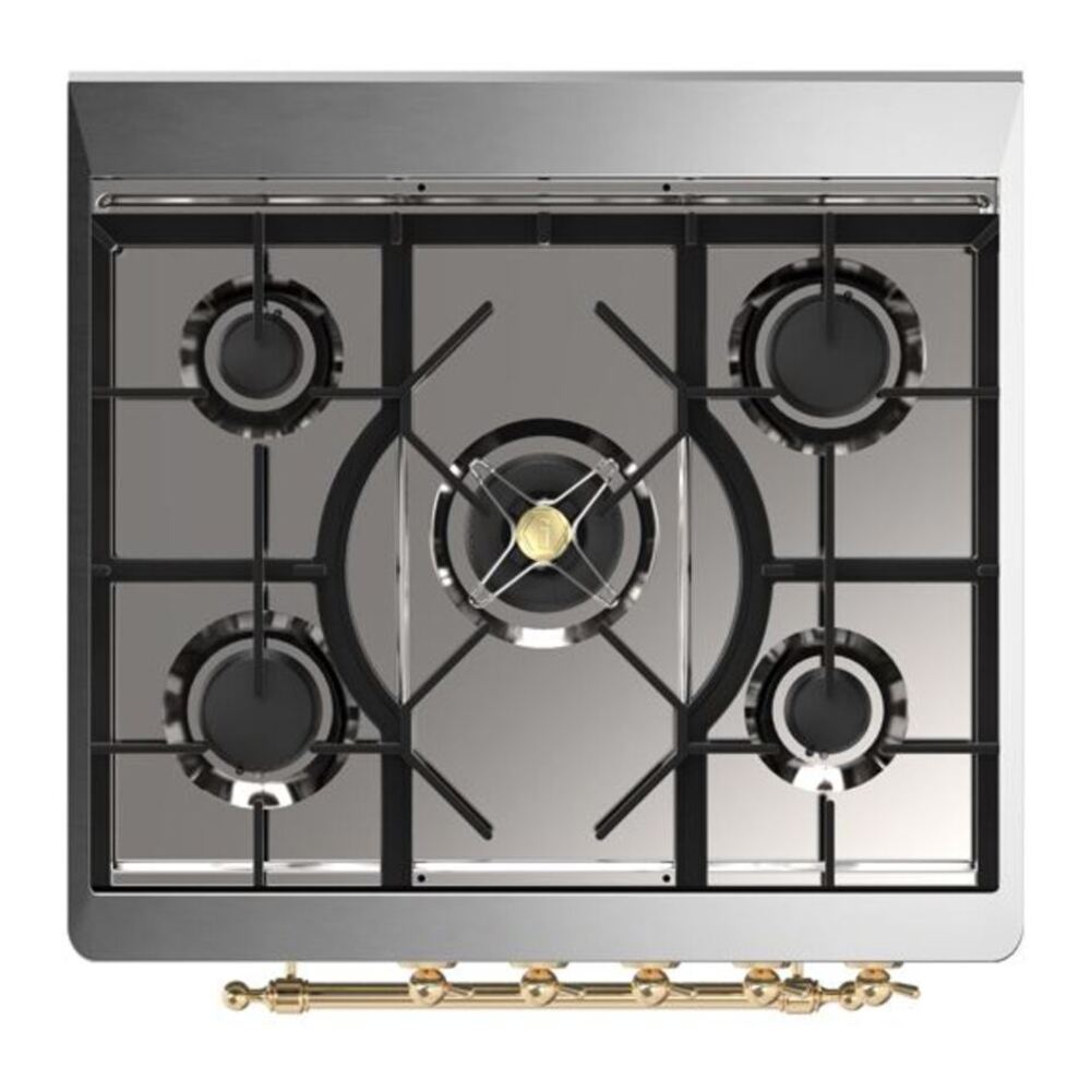 ILVE Majestic II 30 inch Triple Glass Door Natural Gas Dual Fuel Range Brass Graphite Matte