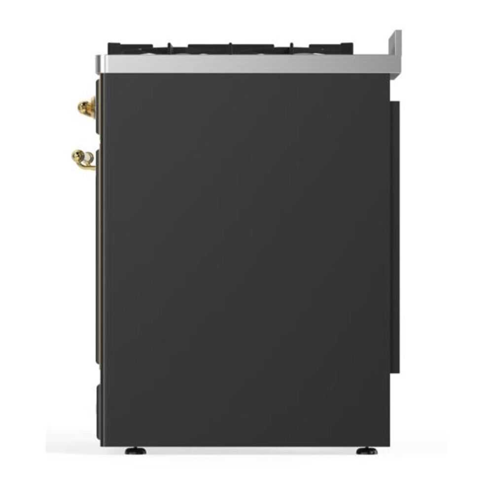 ILVE Majestic II 30 inch Triple Glass Door Natural Gas Dual Fuel Range Brass Graphite Matte